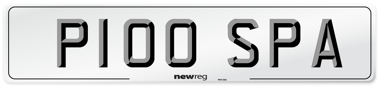 P100 SPA Number Plate from New Reg